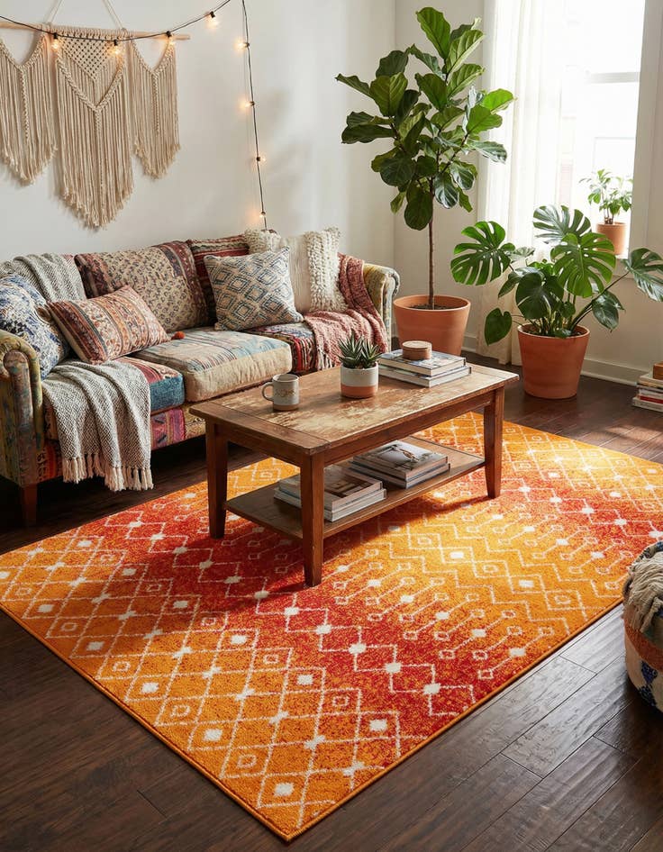 Detail image of 5' 3 x 8' Moroccan Trellis Rug