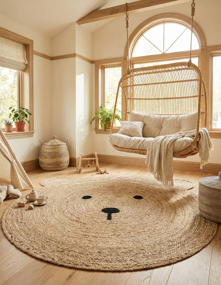 Detail image of 7' 10 x 7' 10 Kids Braided Jute Round Rug