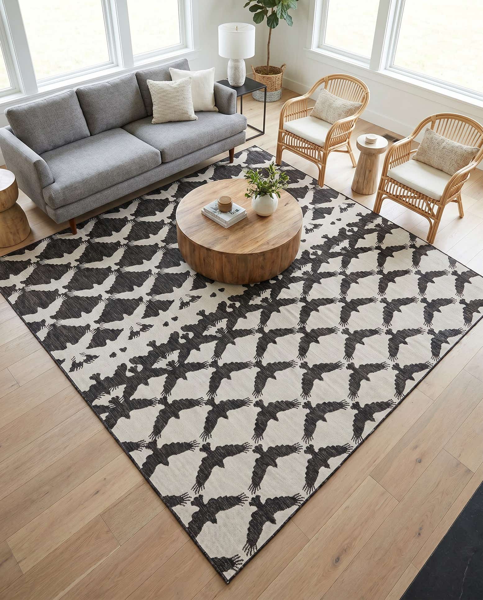 10' x 10' Easy-Clean Modern Indoor / Outdoor Square Rug