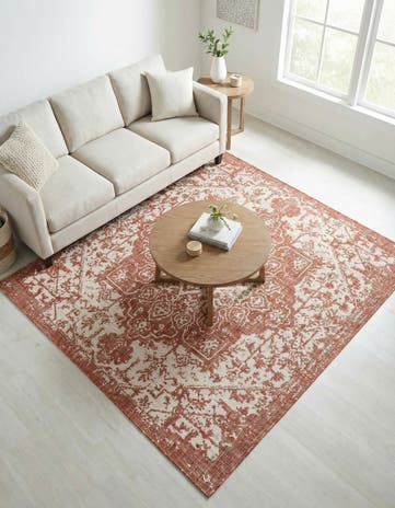 Rust Red Easy-Clean Jill Zarin Dubai Indoor / Outdoor Square Rug