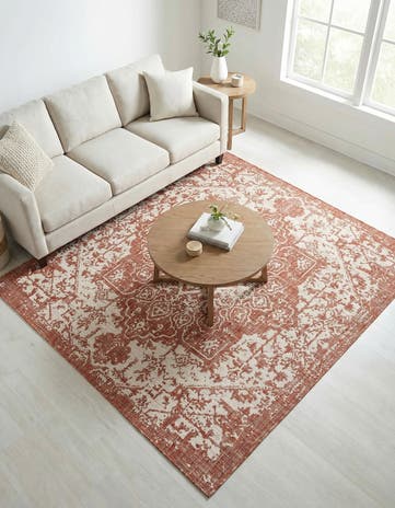 Rust Red Easy-Clean Jill Zarin Dubai Indoor / Outdoor Square Rug
