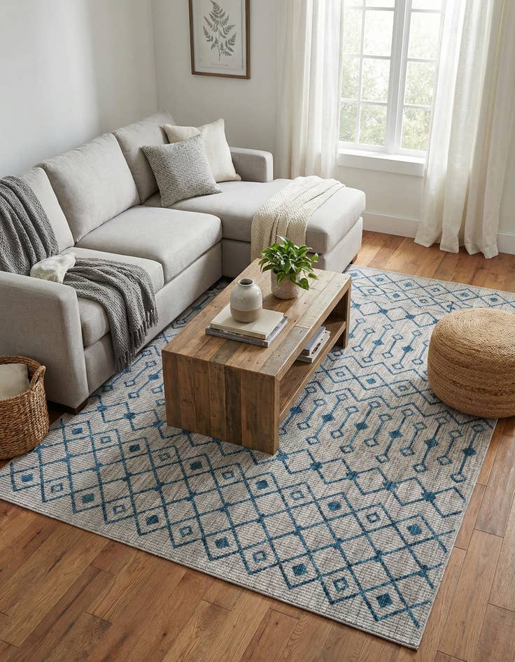 Detail image of 5' x 8' Washable Lattice Indoor / Outdoor Rug