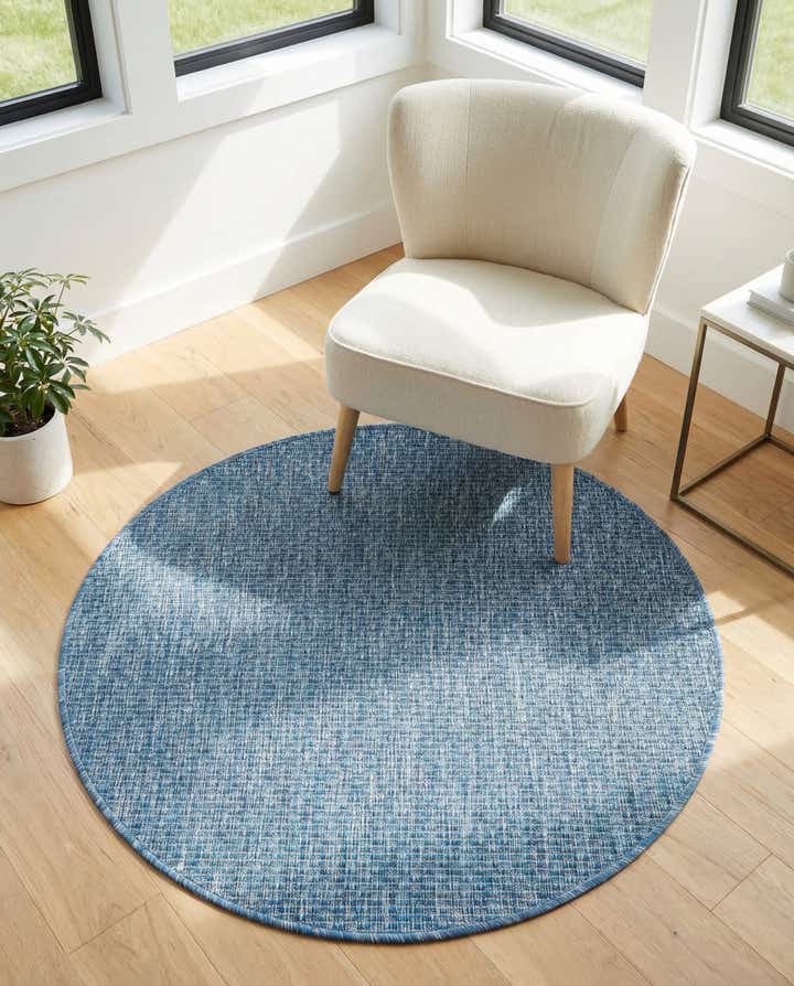 3' x 3' Easy-Clean Solid Indoor / Outdoor Round Rug