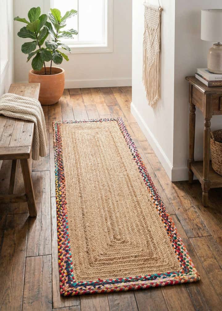2' 7 x 6' 1 Handmade Braided Jute Runner Rug