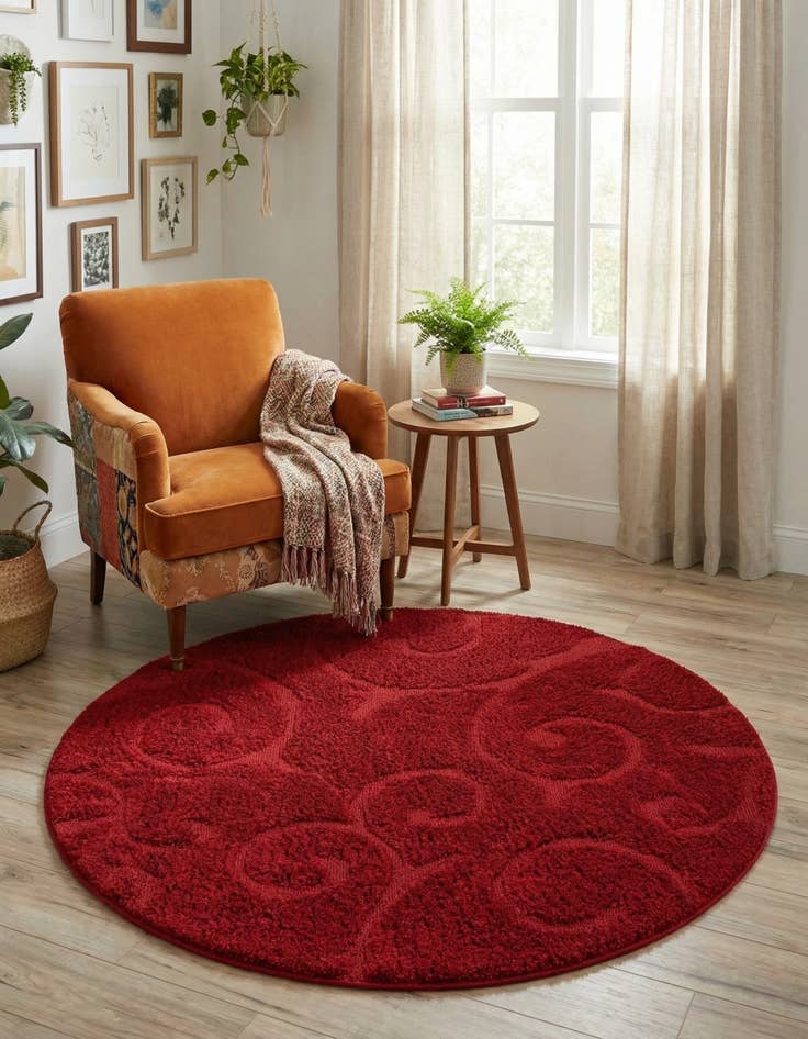 Detail image of  5' 3 x 5' 3 Botanical Shag Round Rug