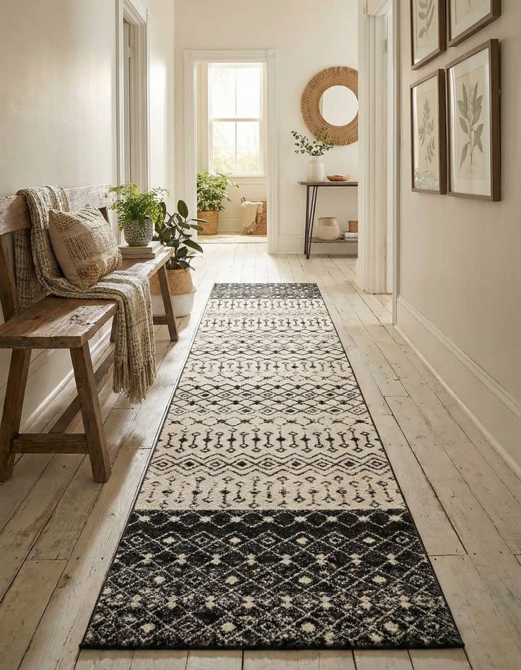 Detail image of 3' 3 x 16' 5 Moroccan Trellis Runner Rug