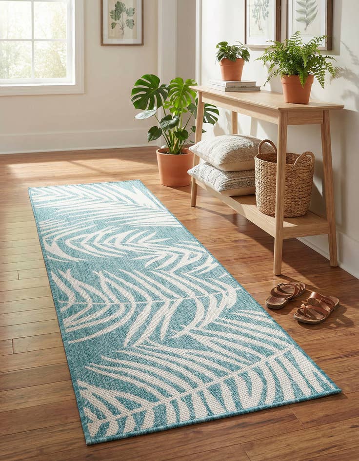 Detail image of 2' x 6' Washable Botanical Indoor / Outdoor Runner Rug