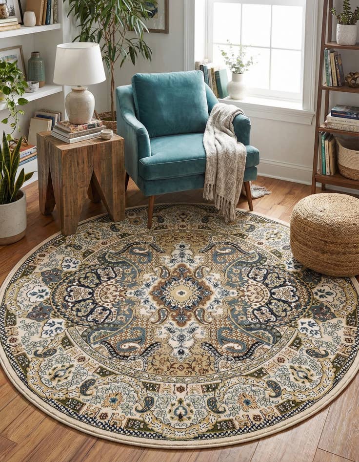 Detail image of 5' 3 x 5' 3 Nain Design Round Rug