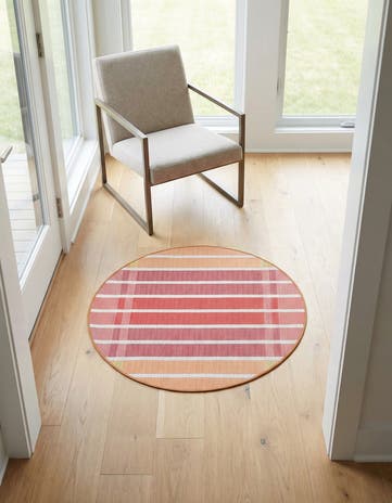 3' x 3' Easy-Clean Ribbon Indoor / Outdoor Round Rug