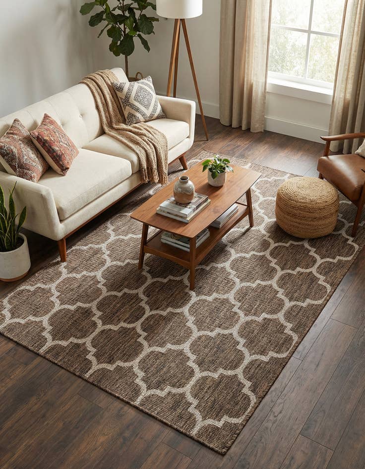 Detail image of 5' 3 x 8'  Washable Trellis Indoor / Outdoor Rug