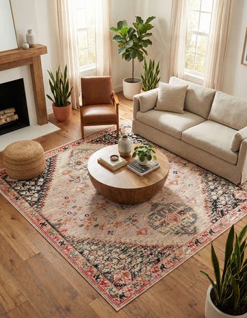 10' x 10' Easy-Clean Traditional Indoor / Outdoor Square Rug