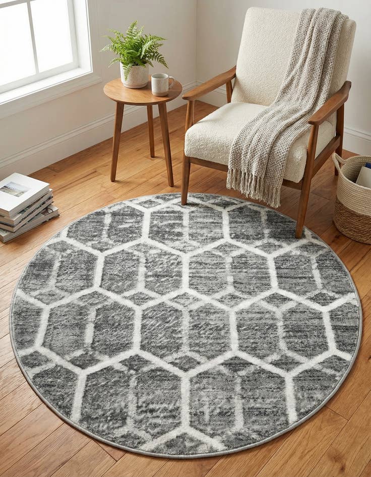 Detail image of  3' 3 x 3' 3 Lattice Trellis Round Rug