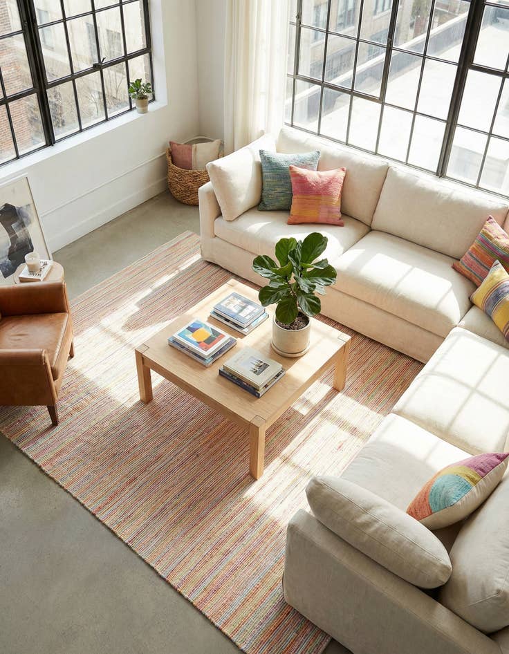 Detail image of 9' x 12' Hand Woven Happy Rugs Rainbow Weave