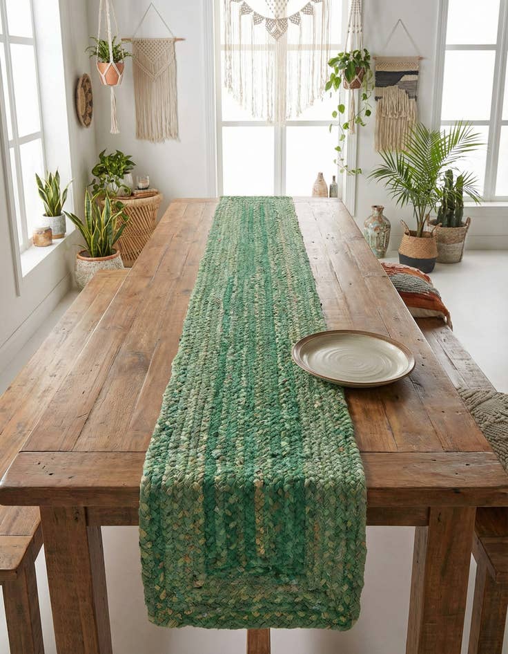 Detail image of 1' 2 x 8' Braided Chindi Table Runner Rug
