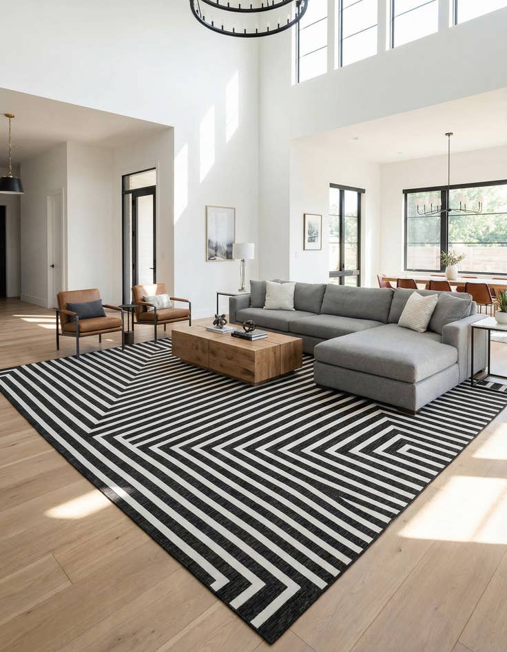 Detail image of 13' x 13' Washable Modern Indoor / Outdoor Square Rug