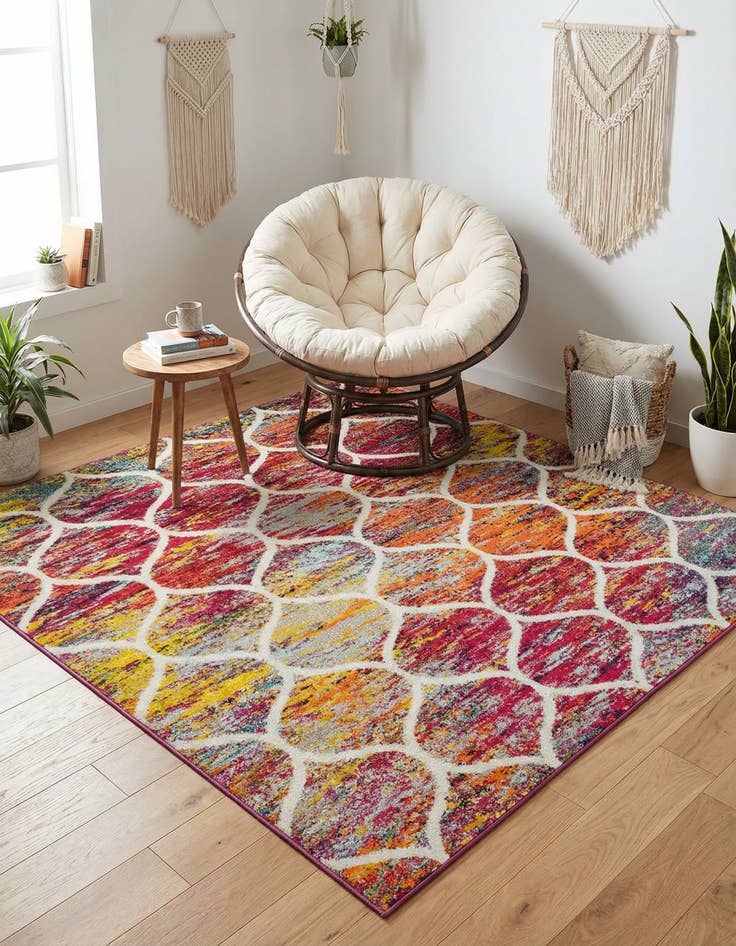 Detail image of 6' x 6' Lattice Frieze Square Rug