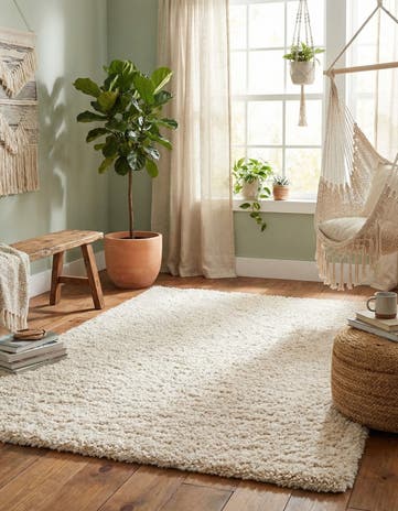 Oatmeal Beige Soft Solid Shag Rug