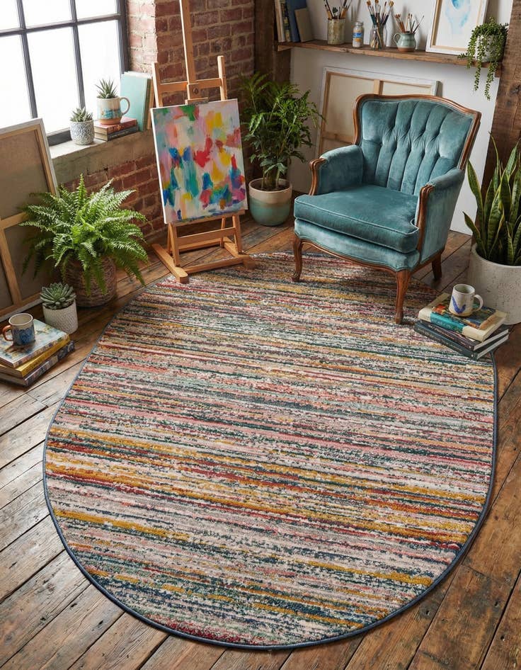 Detail image of 4' x 6' 3 Gemstone Oval Rug