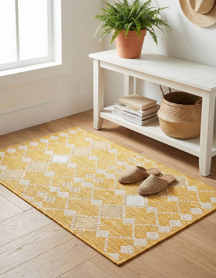 Detail image of 2' x 3' Washable Lattice Indoor / Outdoor Rug