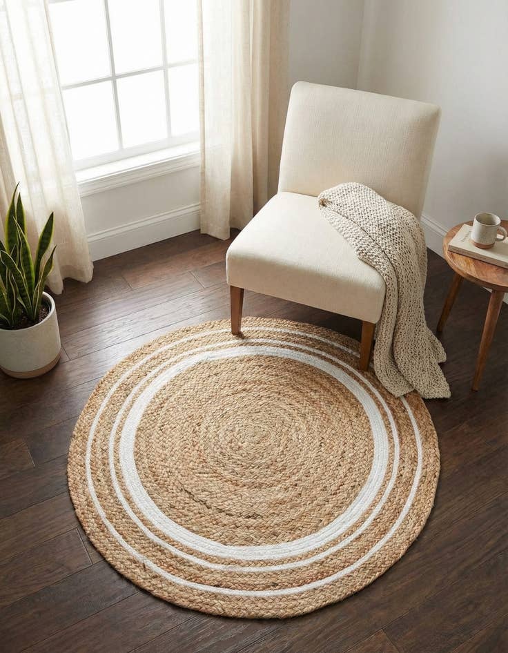 Detail image of 3' 3 x 3' 3  Hand Braided Jute Round Rug
