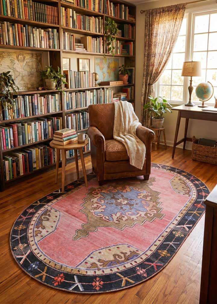 5' x 8' Washable Timeless Oval Rug