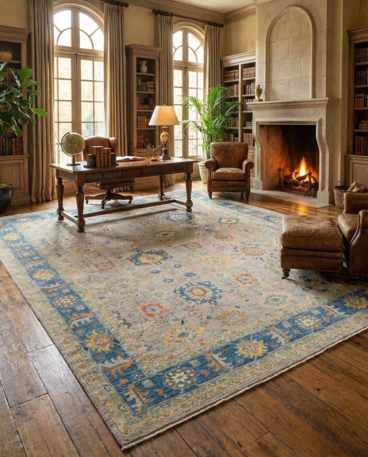 Detail image of 12' x 14' 9 Hand Knotted Oushak Wool Rug