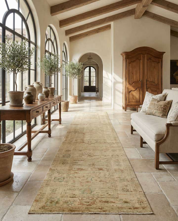 2' 6 x 18' 10 Hand Knotted Oushak Wool Runner Rug