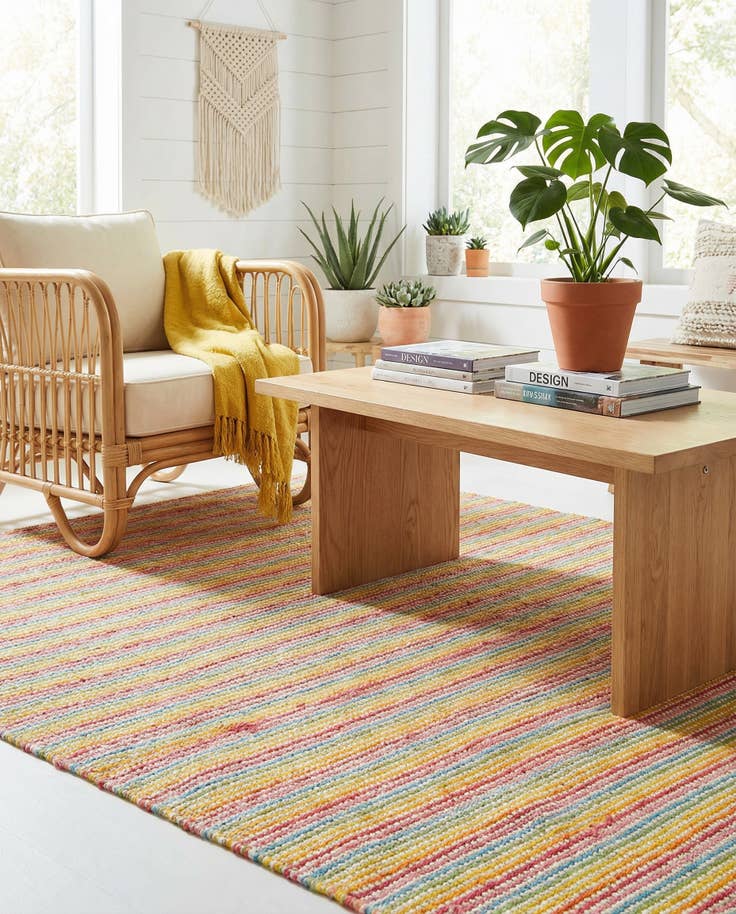 Detail image of 4' 1 x 6' 1 Hand Woven Happy Rugs Happy Home Wool