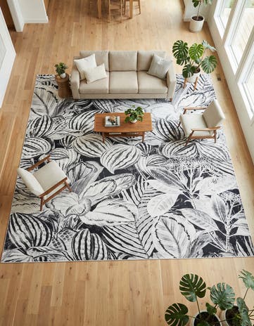 Charcoal Blossom Square Rug