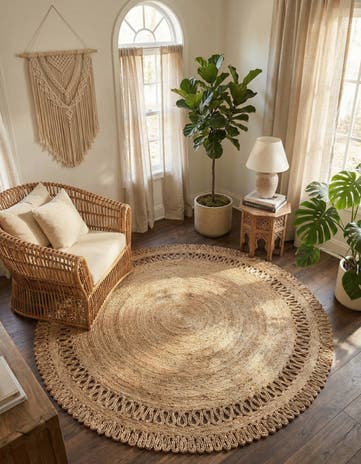 6' 1 x 6' 1 Handmade Braided Jute Round Rug