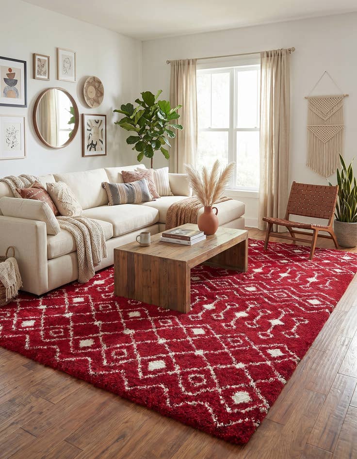 Detail image of 9' x 12' Moroccan Trellis Shag Rug