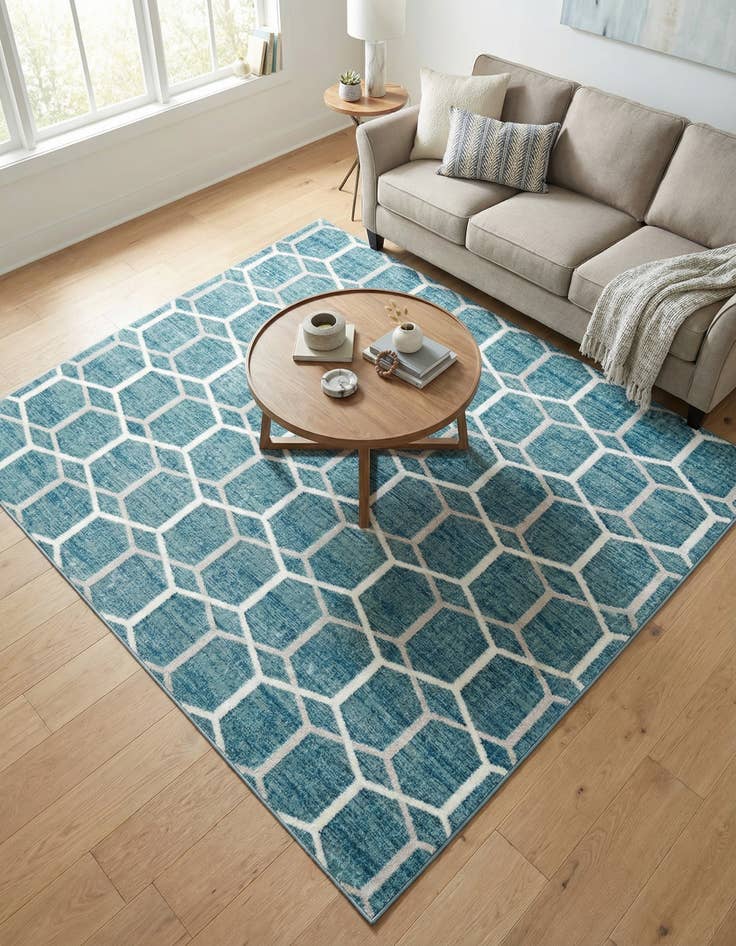 Detail image of 7' x 7' Lattice Trellis Square Rug