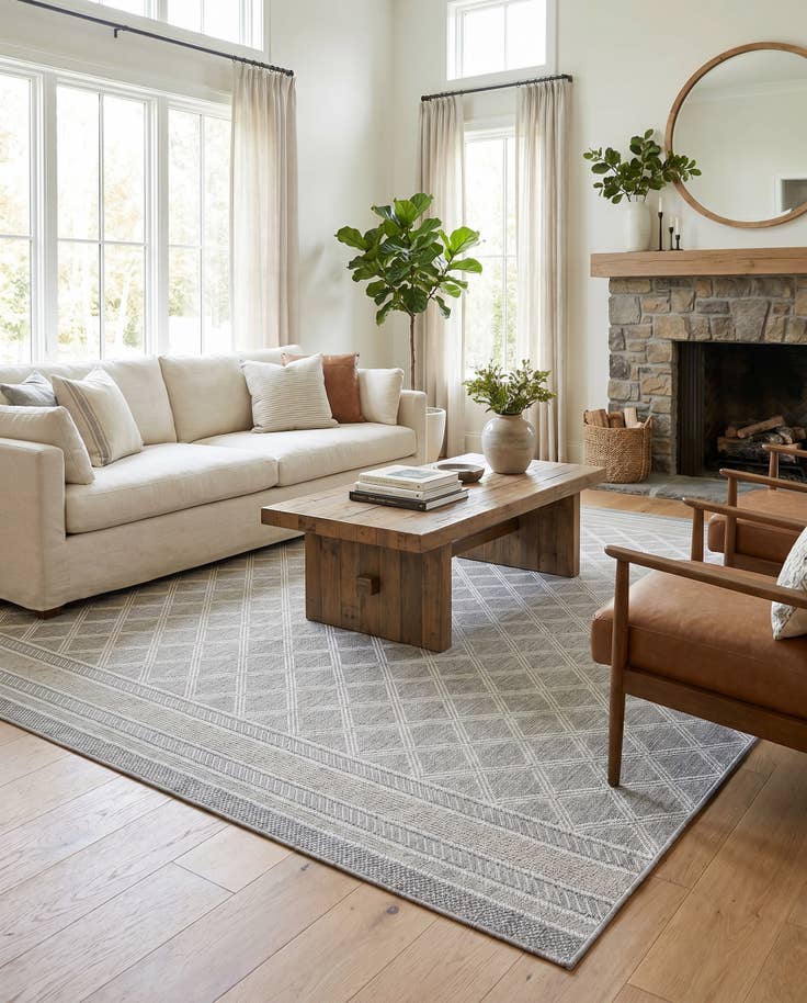 Detail image of 7' 10 x 10' Easy-Clean Trellis Indoor / Outdoor Rug