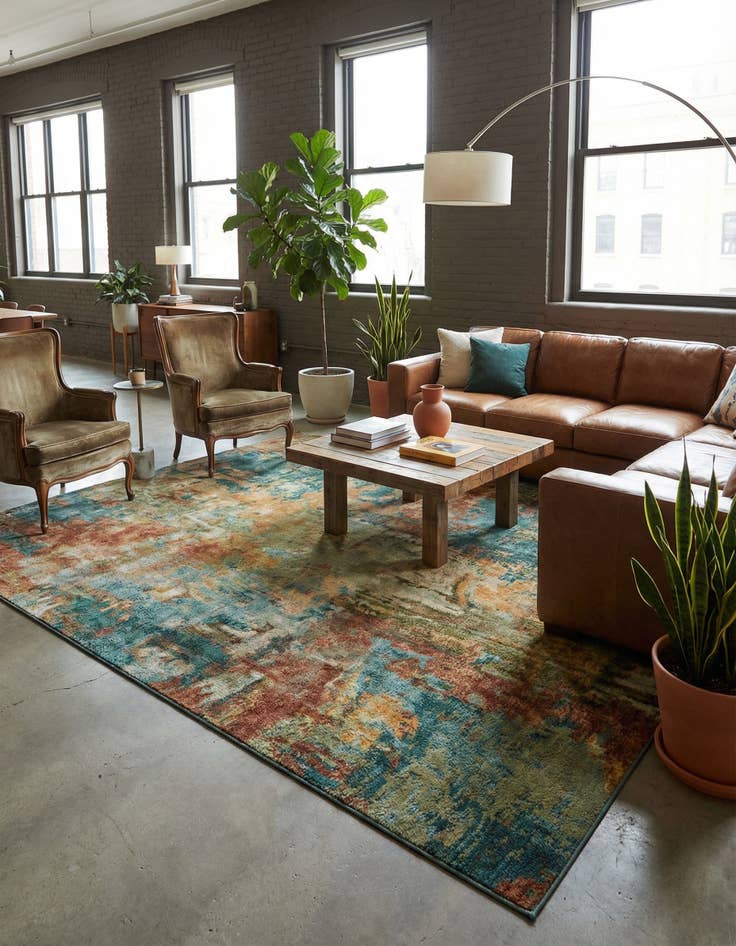 Detail image of 10' 6 x 16' 5  Washable Barcelona Rug