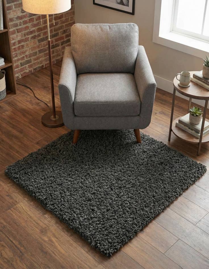 Detail image of 3' x 3' Solid Shag Square Rug