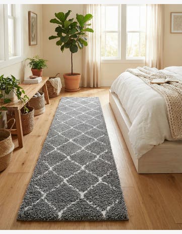 Gray Moroccan Shag Runner Rug