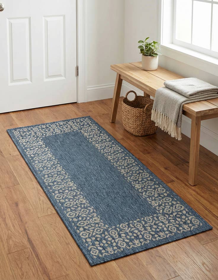 Detail image of 2' x 4'  Washable Border Indoor / Outdoor Runner Rug