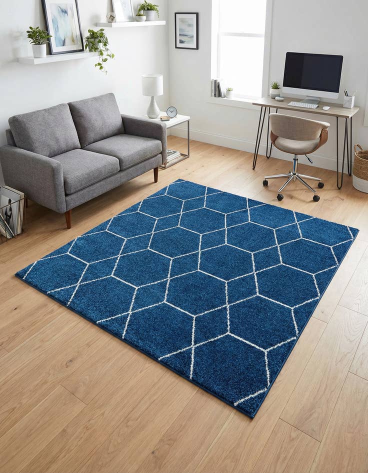 Detail image of 5' 3 x 5' 3 Lattice Frieze Square Rug