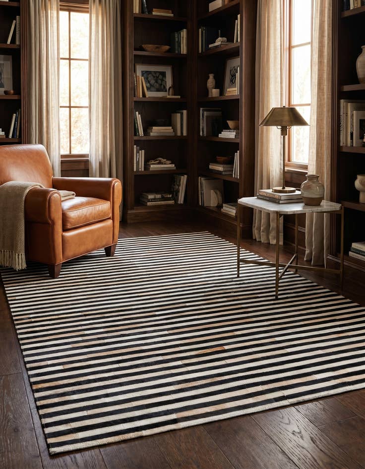 Detail image of 5' 1 x 8' Cowhide Leather Rug