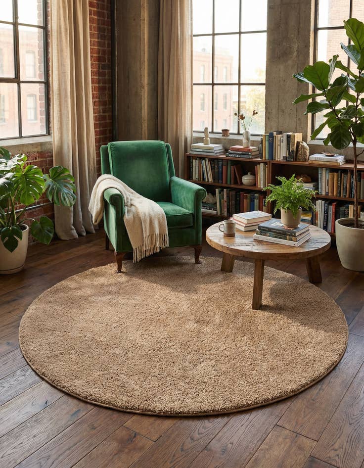 Detail image of 7' 10 x 7' 10 Solid Frieze Round Rug