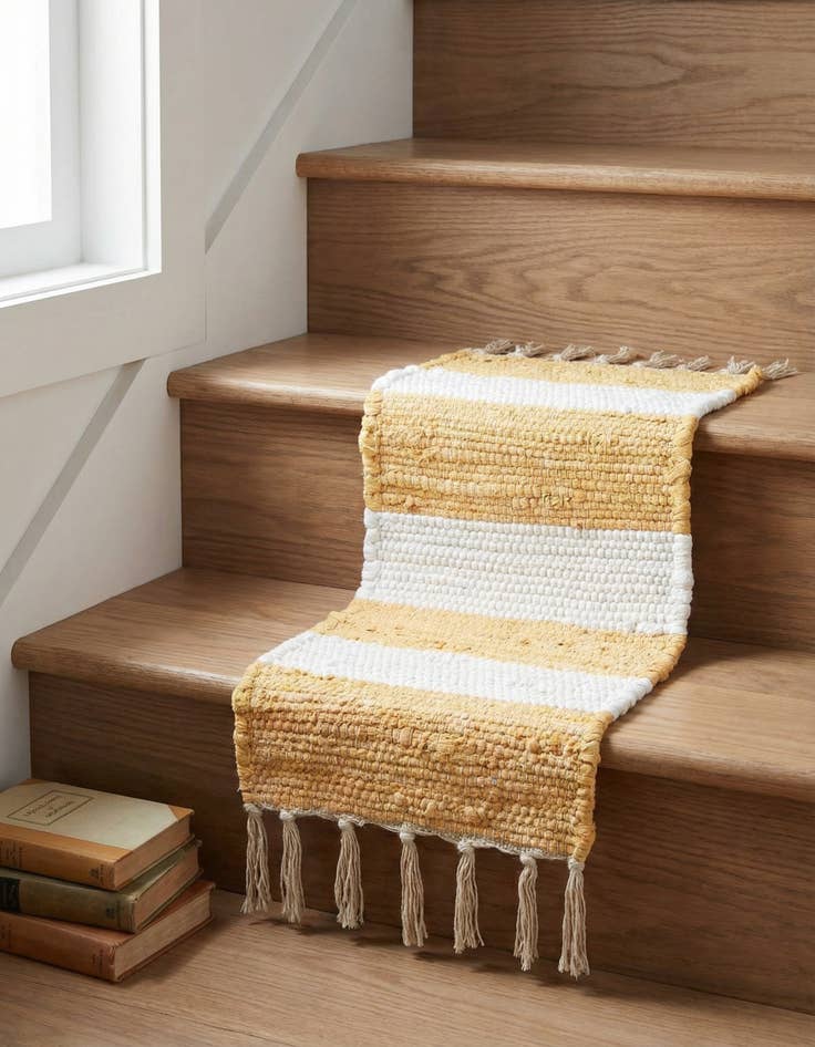 Detail image of 0' 9 x 2' 6  Hand Woven Chindi Rag Stair Rug