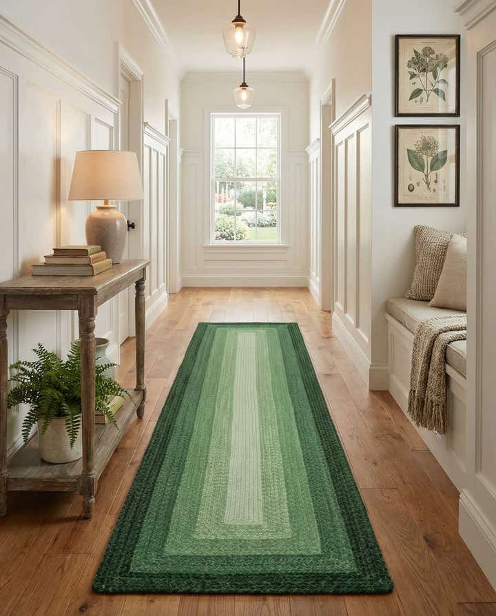 2' 7 x 12' Hand Braided Wool Runner Rug