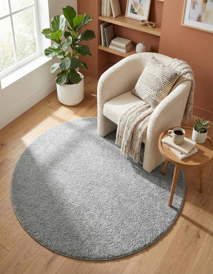 Detail image of  3' 3 x 3' 3 Soft Solid Shag Round Rug