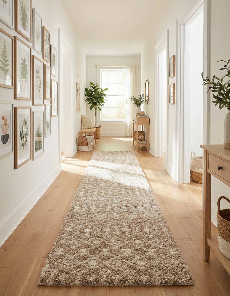 Detail image of  3' 3 x 16' 5 Moroccan Trellis Shag Runner Rug