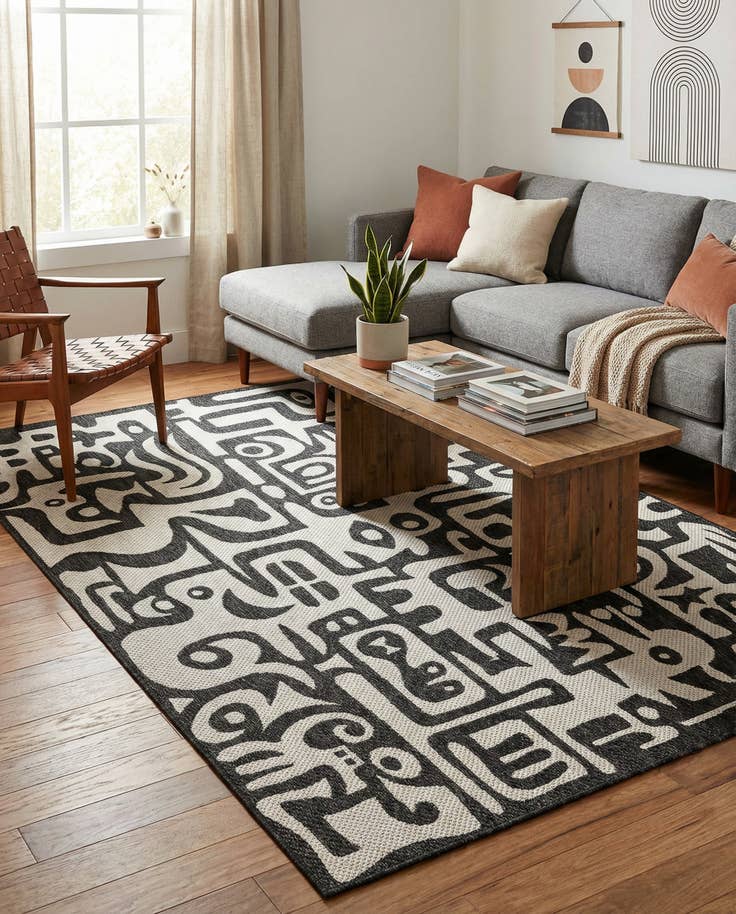 Detail image of 5' 3 x 8' Easy-Clean Modern Indoor / Outdoor Rug
