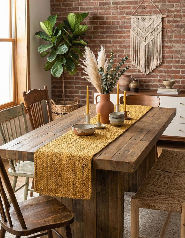 Detail image of 1' 2 x 8'  Hand Braided Jute Table Runner Rug