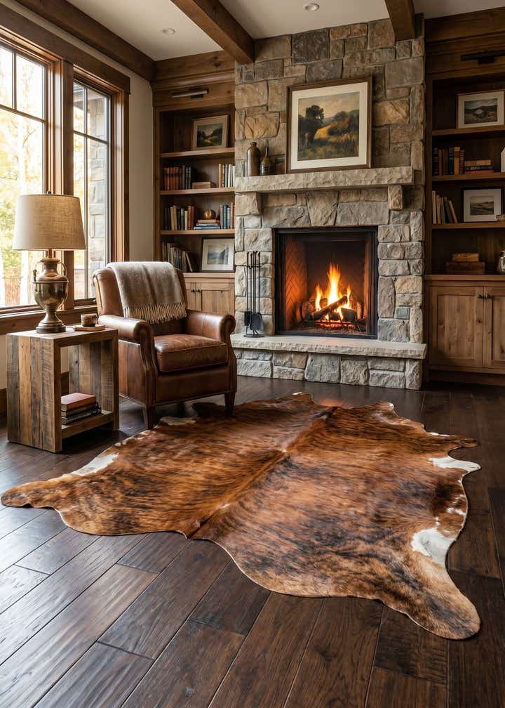 6' 1 x 6' 3 Cowhide Leather Square Rug