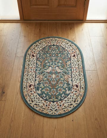 Blue Nain Design Oval Rug
