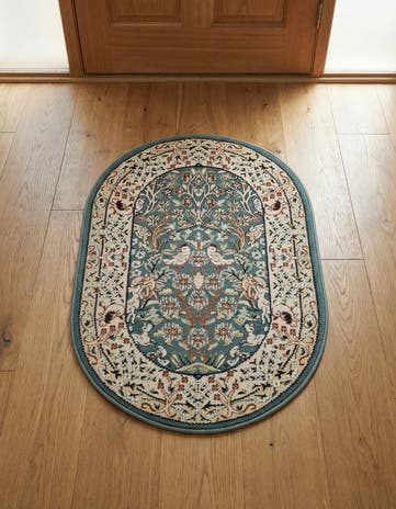Blue Nain Design Oval Rug