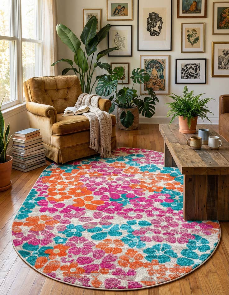 Detail image of  5' 3 x 8' Azalea Oval Rug